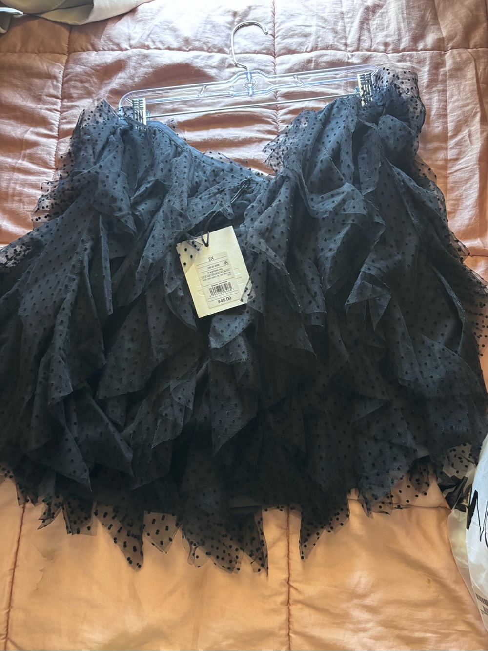 KBB by Kahlana Black Ruffled Polka Dot Mini Skirt Size 2x